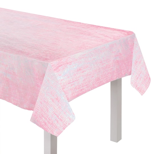 102&#x22; Pink Dazzlers Plastic Table Cover, 2ct.